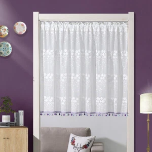 Net Lace Floral Door/Window Curtain Kitchen Doorway Room Divider Decor White - Picture 1 of 10