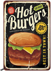 Hot Burgers Metal Tin Sign Retro Poster Design Home Kitchen Restaurant Bar Decor