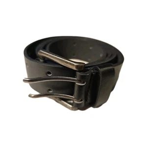 Cinturón de cuero genuino negro para hombre con hebilla de doble punta talla M 34-36 - 41" en total... - Imagen 1 de 8