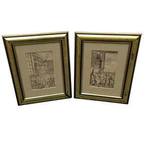 Jonathan Swift Battle of Books Framed x 2 Prints in Gold & Black Frames -Comment - Picture 1 of 24