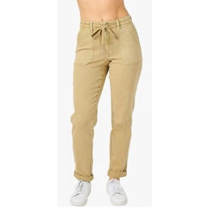 Pantalones de mezclilla Judy Blue para mujer talla 24W prenda teñida cordón tostado pierna recta - Imagen 1 de 12