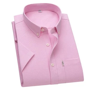 Mens Oxford Shirts Formal Business Short Sleeves Cotton Casual Summer Shirts Top - Picture 1 of 14