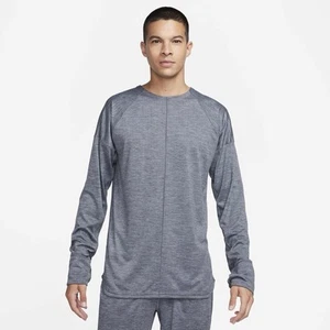 Nike Uomo Dri-FIT Yoga Crew Camicia Manica Lunga In Cool/Heather Grigio TG XL NUOVA CON ETICHETTE - Foto 1 di 7