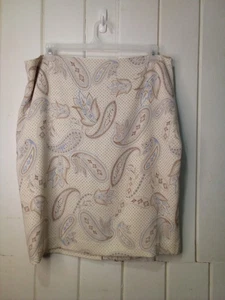 Falda Ann Taylor Factory para mujer 16 forrada hasta la rodilla patrón cachemir azul crema - Imagen 1 de 16