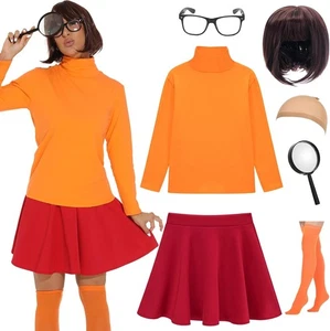 Halloween Kostüme für Damen 2024 Sexy Paare Velma Kostüm Erwachsene Cosplay Outfi - Bild 1 von 4