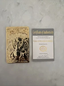 1999 NINTENDO  CHARIZARD LIMITED EDITION 23K GOLD PLATED TRADING CARD Collectors - Picture 1 of 2