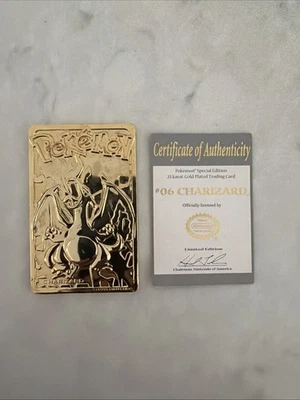 1999 NINTENDO  CHARIZARD LIMITED EDITION 23K GOLD PLATED TRADING CARD Collectors - Image 1 of 2