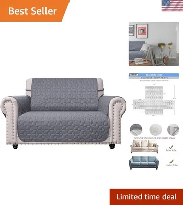 Waterproof Loveseat Cover Slipcover for Dogs Kids Pets Nonslip Grey 46 Inches - Image 1 of 4