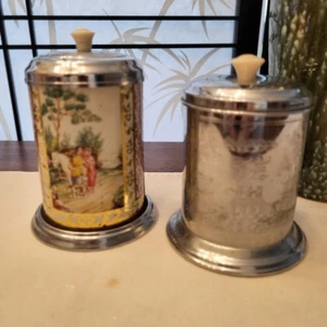 50s Mid Century Modern Chrome & Bakelite Tea Caddy - Set of 2 - Picture 1 of 15