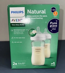 Philips Avent SCY913/02 Glass Natural Baby Bottle with Natural Response Nipple - Picture 1 of 3