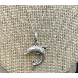 Süßer Sterling Silber Delfin Anhänger mit 925 Sterling Silber Kette 3,47 Gramm - Bild 1 von 16