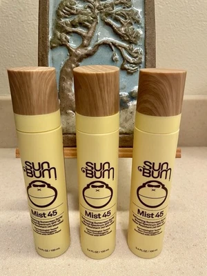 New LOT OF 3 Sunbum Mist SPF 45 Sunscreen Spray Non-comedogenic 3.4 oz ea=10.2oz - Image 1 of 4
