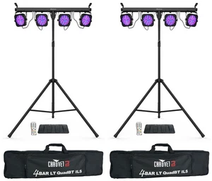2 Chauvet DJ 4BAR LT QuadBT ILS Bluetooth Light Kits+Tripods+Bags+Footswitches - Picture 1 of 11