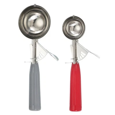 Cuchara de helado de acero inoxidable con gatillo 2 piezas, roja/gris Foto 1 de 4