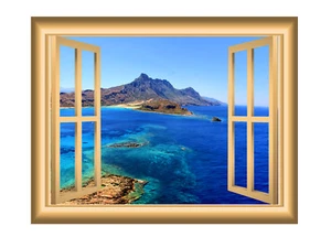 VWAQ Mountain Window Decal Ocean Wall Decal Peel and Stick Mural Sticker NW12    - Picture 1 of 6