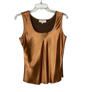 Cache Vintage Seiden Tank Top Gr. S glänzend Kupfer U-Ausschnitt Y2K - Bild 1 von 7