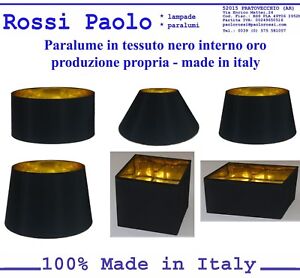 Paralume paraluce coprilampada in tessuto nero interno oro - made in Italy