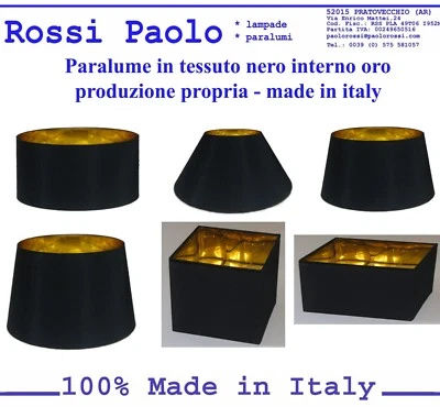 Paralume paraluce coprilampada in tessuto nero interno oro - made in Italy - Bild 1 von 3
