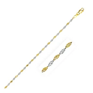 2,0 mm Breite 14k zweifarbige Gold Singapur Kette 16"-20" Zoll Länge Halskette - Bild 1 von 3