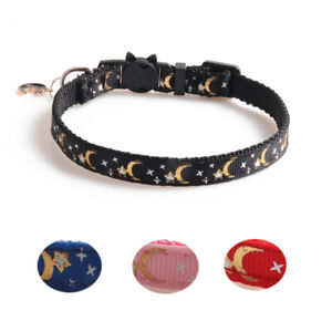  4 Pcs Nylon Star Moon with Pendant Cat Collar Small Dog Collars