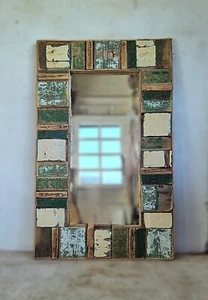 Driftwood Green & Cream paint Floor Standing Mirror, Full Length dressing Mirror - Picture 1 of 4
