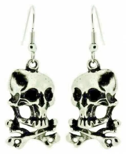 Ohrringe Totenkopf + Knochen Ohrhänger Schädel + Knochen Ohranhänger Totenkopf - Bild 1 von 1