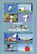 Chad 2019 CTO Snoopy Peanuts Charlie Brown 8v M/S Cartoons Comics Stamps