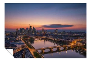 Orange-red Sky at Frankfurt City Sunset Artistic Poster Wall Art Home Decor - Picture 1 of 4