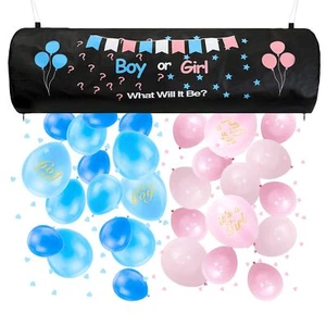 Gender Reveal Kit - Includes 1 Balloon Drop Bag, 40 Pink & Blue Balloons, 1 P... - Picture 1 of 6