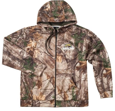 NEW NFL Med 4XL 5XL RealTree San Diego Chargers Mens Zip Jacket Camo Coat Hoodie Cover