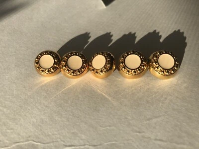 Vintage St.John Replacement shank 24K gold/Rhodium Cream Enamel5/8”round LOT - Image 1 of 4