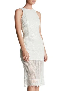 $445 Authentic Rare DRESS THE POPULATION Women's Sequined-Crochet Midi Dress - Picture 1 of 4