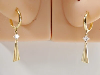 PENDIENTES HUGGIE ARO LÁGRIMA ORO AMARILLO MACIZO REAL 10K Foto 1 de 4