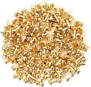 100 PCS Decorative Mini Brads Paper Fasteners, Round Brass Metal Brads - Metal C - Picture 1 of 5