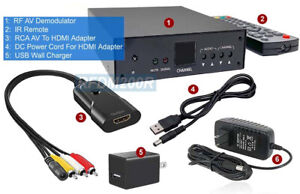 Premium NTSC TV Tuner RF CATV VHF UHF To 1080p HD RCA Demodulator W/ IR Remote