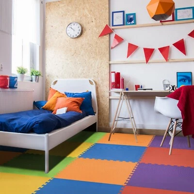 FlooringInc Rainbow Play Interlocking Foam Floor Puzzle Mat | 24 SQFT | 6 Pack - Image 1 of 4