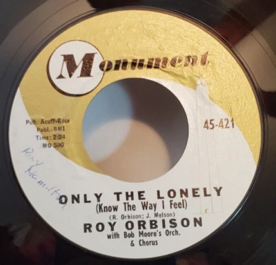Roy Orbison ONLY THE LONELY (ROCK N ROLL 45)#421 PLAYS VG++ NO NOISE! - Image 1 of 4