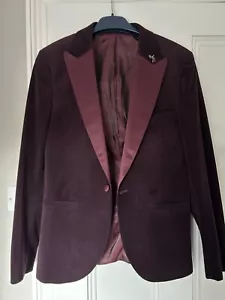 Topman Premium Velvet Burgundy Jacket Worn Once Size M - Picture 1 of 7