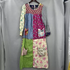 Abito Vintage Donna M/L Patchwork Tasche Floreale Stravagante Prairie Cottagecore - Foto 1 di 18
