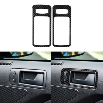 Cubierta de manija de puerta interior de fibra de carbono 2 piezas para Ford Mustang 2009-2013 Foto 1 de 4