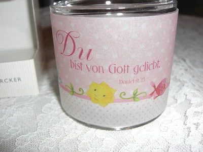 BUTZON&BERCKER Taufdekoration Taufe Kerze Teelicht Lichtmoment Glaswindlicht rosa