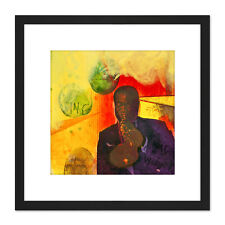 Adi Holzer 899 Satchmo Louis Armstrong Painting Square Framed Wall Art 8X8 In
