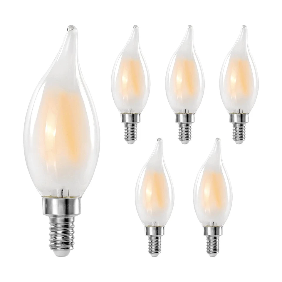 E12 LED Chandelier Light Bulbs 4W40w Equivalent Dimmable C11 Frosted Glass 45... - Image 1 of 4