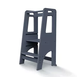 2 Step Stool for Kids, Adjustable Height Learning Helper Tower for Toddler,Gray - Picture 1 of 7