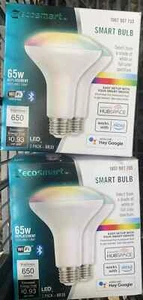 Lot of 2 (4 BULBS) EcoSmart 65w BR30 Smart Bulb LED Wifi/Bluetooth Alexa Google - Picture 1 of 1