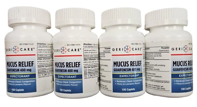 Gericare MUCUS Relief CAPLETS 400mg 100 ct ( 4 bottles ) -- - Image 1 of 2