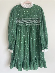 Vtg 70s Polly Flinders Floral Smocked Tiered Ruffle Dress Size 6 Prairie Cottage - Picture 1 of 12