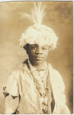 c1910 Vintage Real Photo~African American Boy in Fancy Costume~Halloween ? RPPC - Imagem 1 de 2