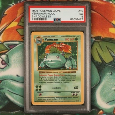 1999 Pokemon TCG Venusaur Holo Rare Shadowless Base Set 15/102 PSA 5 - Image 1 of 3