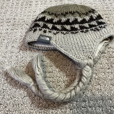 Sombrero The North Face Mezcla de Lana Tejido Gorro Orejeras JUVENTUD Trenzado Marrón Tostado Foto 1 de 4